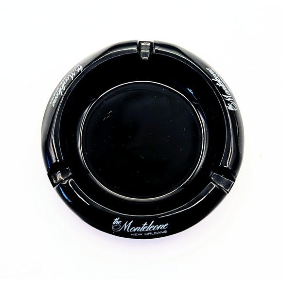 Hotel Monteleone New Orleans Black Glass Ashtray Vintage Tobacciana Souvenir 4in - Picture 2 of 6